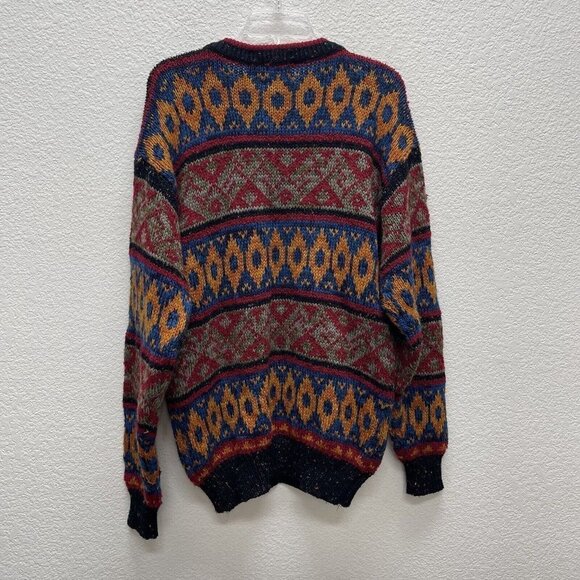 Hang Ten Sweater Men’s Large Geometric Native Cosby Grandpa Colorful Chunky Knit - Picture 3 of 6